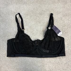 NWT Lane Bryant Cacique Unlined Balconette Bra Black Size 42D